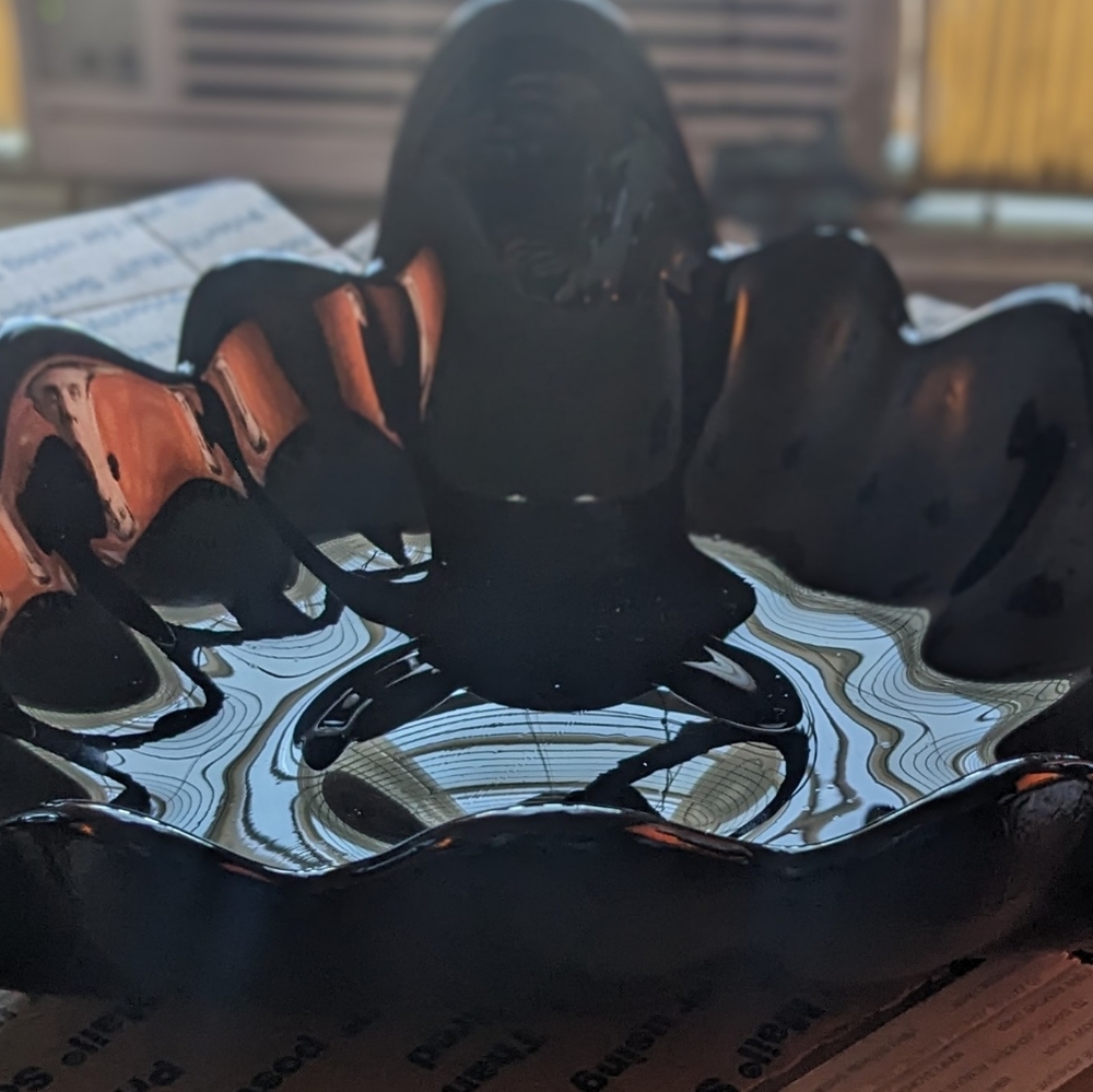 Vintage Tiara Glass. Black Amethyst Triangular Bowl. Rare! Unique!
